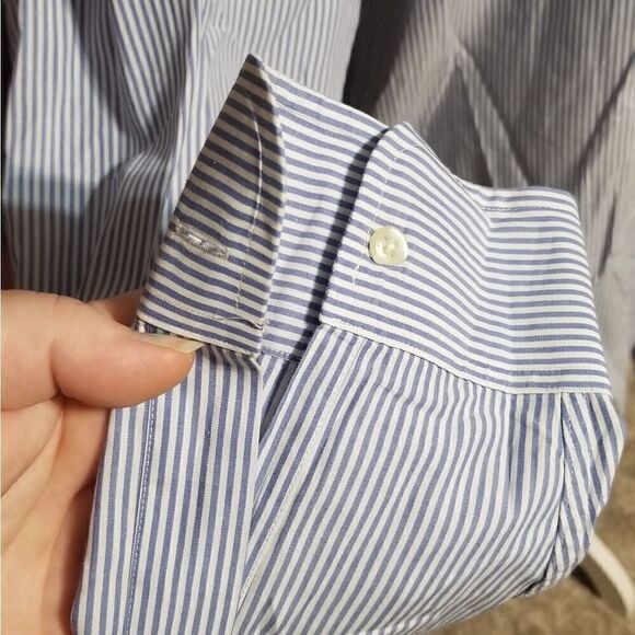 Brooks Brothers mens blue/white striped button up - Picture 5 of 7